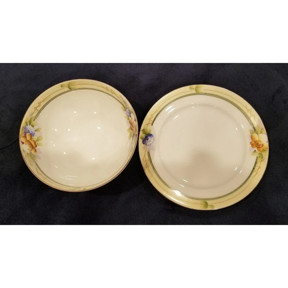 Vintage Noritake Morimura Porcelain Berry Bowl with Saucer